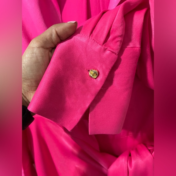 ZARA LIMITED EDITION SHIRT DRESS TIE DETAIL FUCHSIA - Picture 6 of 8